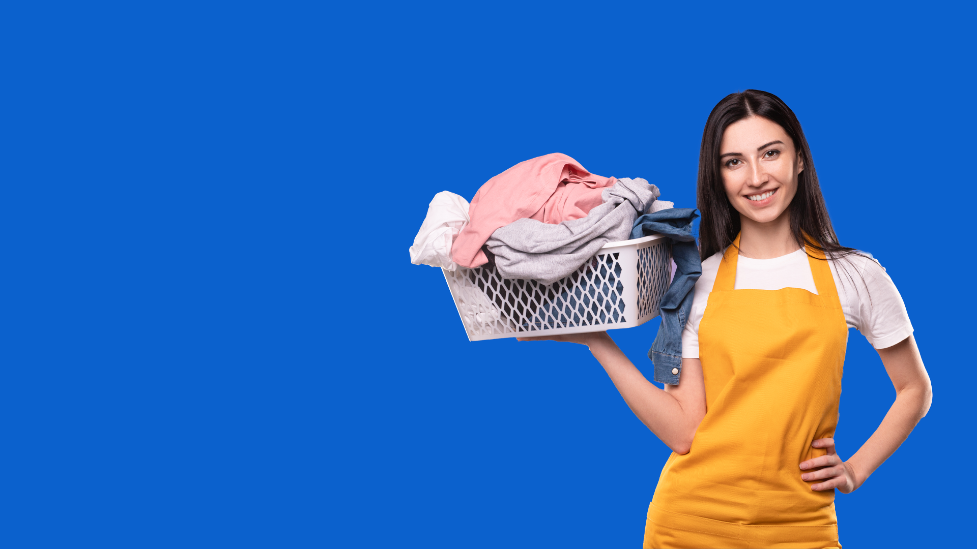 Banner image a girl carring laundry basket